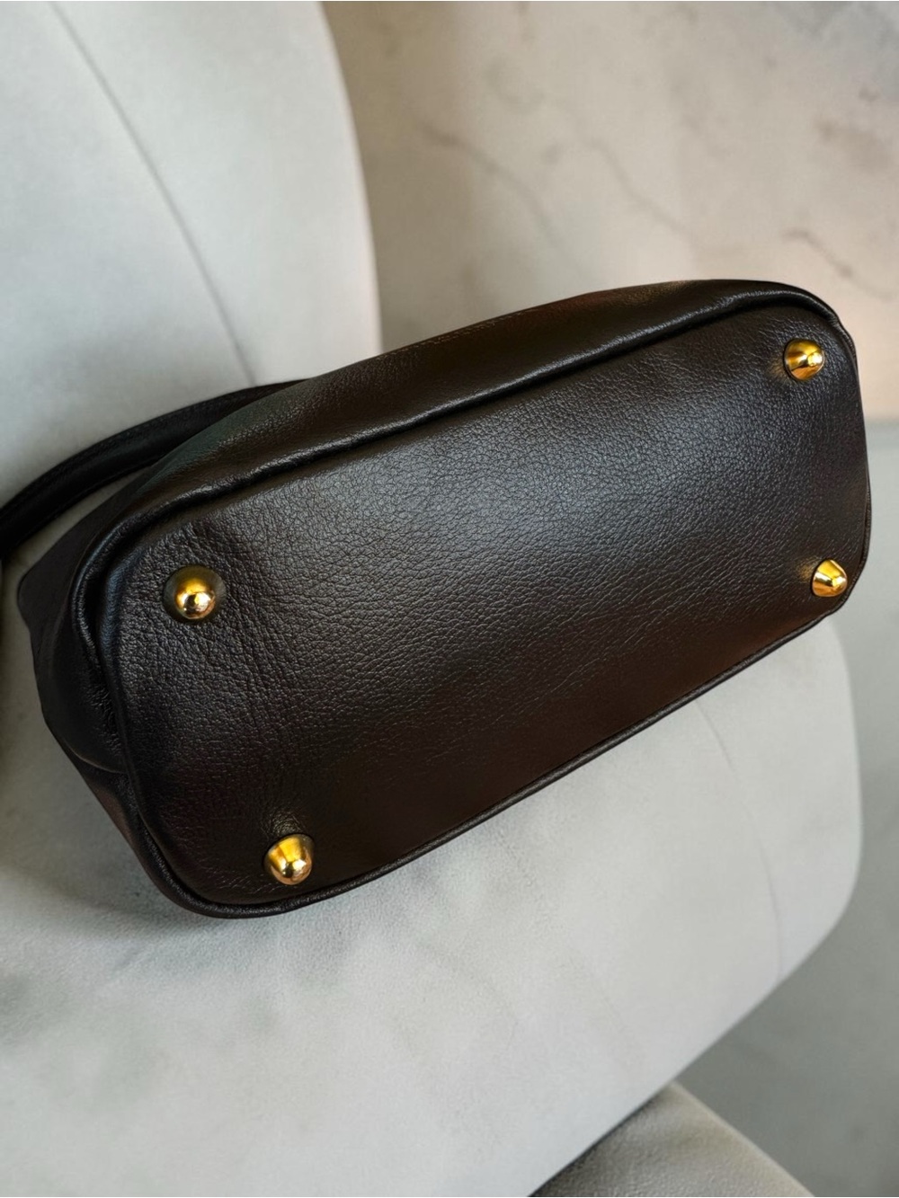 Divina Firenze Lilla Triple-Zip Black Italian Pebbled Leather Shoulder Bag. - Picture 6 of 14